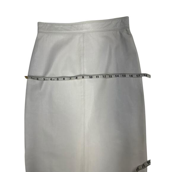 Lillie Rubin Gorgeous White Leather Pencil Skirt Back Zip Up and Bottom Split 10 - Picture 8 of 11